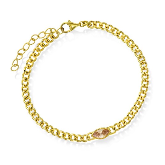 Pan Jewelry Rio Radiance armbånd i forgylt 925 sølv med champagne zirkonia Pan Jewelry Rio Radiance armbånd i forgylt 925 sølv med champagne zirkonia