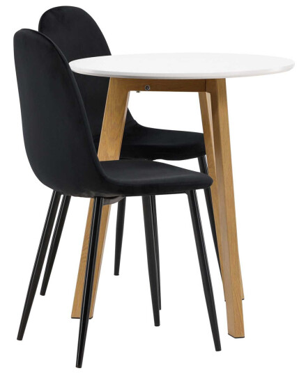 Venture Design Leonora & Polar spisegruppe Svart/hvit 2 stoler & bord 65 cm