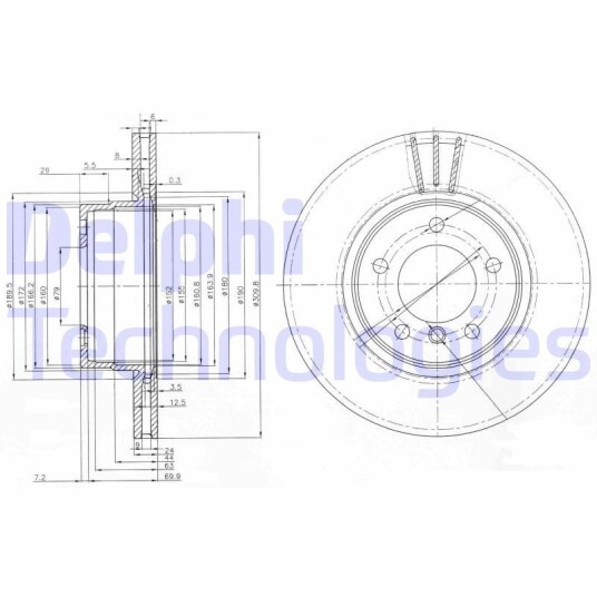 Bremseskive DELPHI BG3870