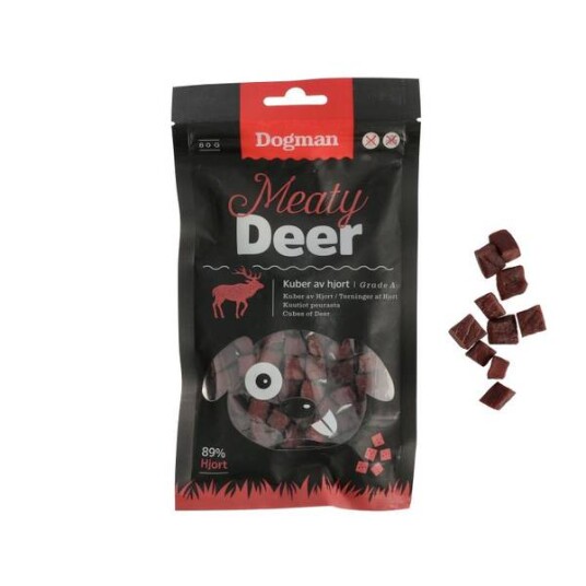 Dogman Hjortekjøtt Kuber 80g - Kornfri Hundegodbiter Dogman Hjortekjøtt Kuber 80g - Kornfri Hundegodbiter