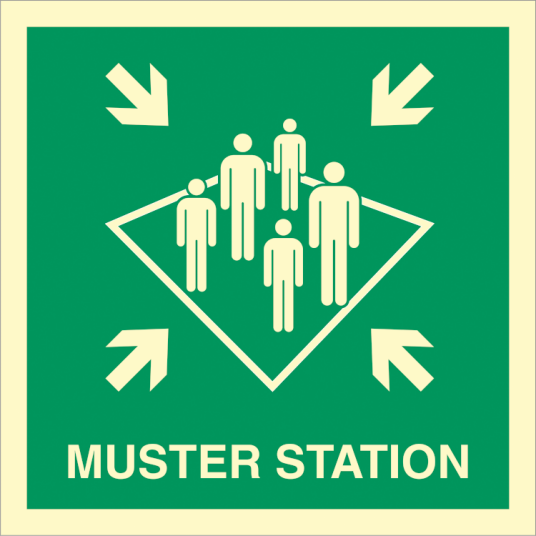 Direction sign - Muster station