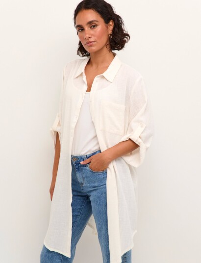 Kaffe Kapauline Shirt Dress White 38