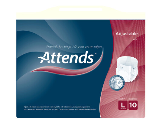 Attends Adjustable 10 str L, 21 stk. Attends Adjustable 10 str L, 21 stk.