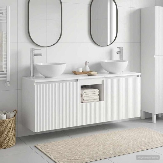 vidaXL Baderomsskapsett 3 stk. Hvit 49,5 x 35 x 63 cm Konstruert tre vidaXL Baderomsskapsett 3 stk. Hvit 49,5 x 35 x 63 cm Konstruert tre