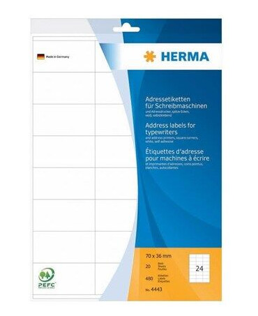 HERMA address labels - matte - 480 label(s) - 70 x 36 mm