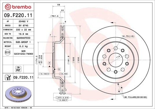 Bremseskive BREMBO 09.F220.11