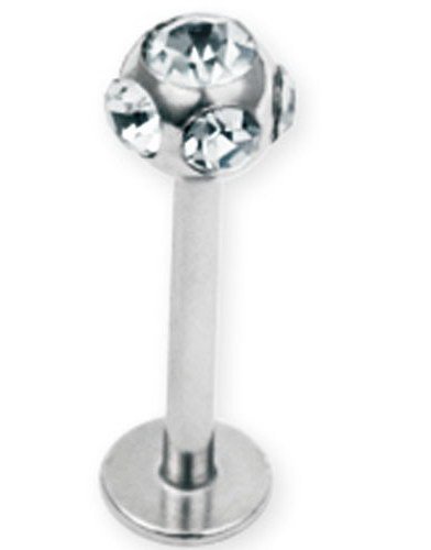 Diamond Ball Labret Klar Strl 1.2 x 10 mm med 3 mm kule