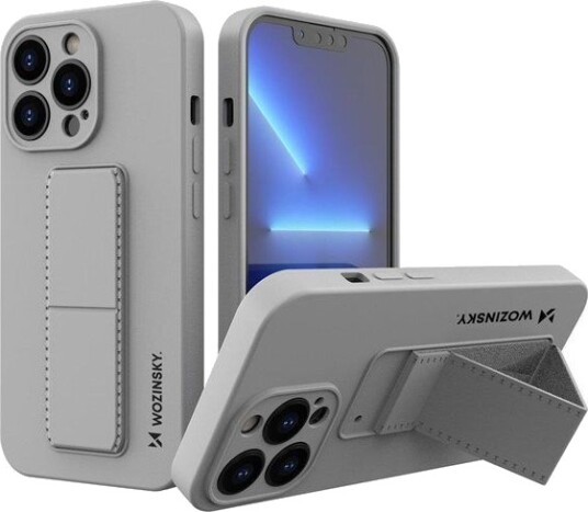 Wozinsky Kickstand Case Silicone Case with Stand iPhone 13 mini Gray
