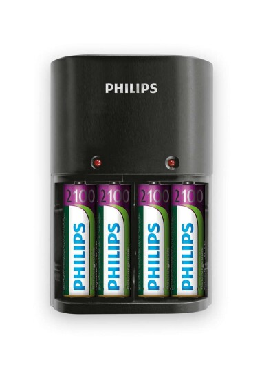 Philips Multilife Batterilader med 4 AA NiMH-batterier 2100 mAh Philips Multilife Batterilader med 4 AA NiMH-batterier 2100 mAh