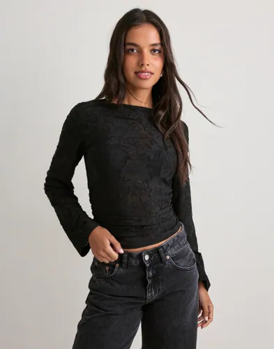 Vero Moda Svart Vmlayla Ls Gathering Top Jrs Noos