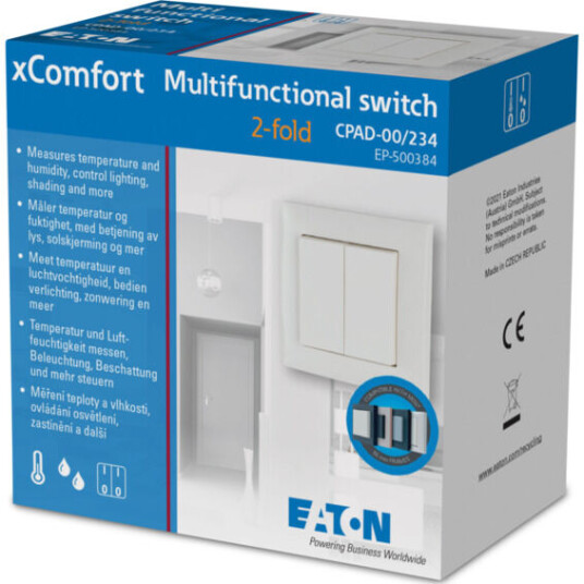 xComfort Multifunksjonell trykknapp 55x55mm dobbel komplett - 4560795
