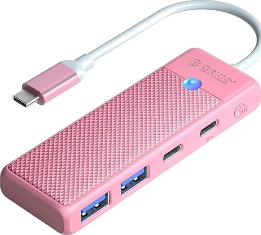 Orico PAPW2AC-C3-C3 USB-hub med 4 Porter 2x USB-A 3.0, USB-C 3.0 og PD 100W 0,15m Rosa