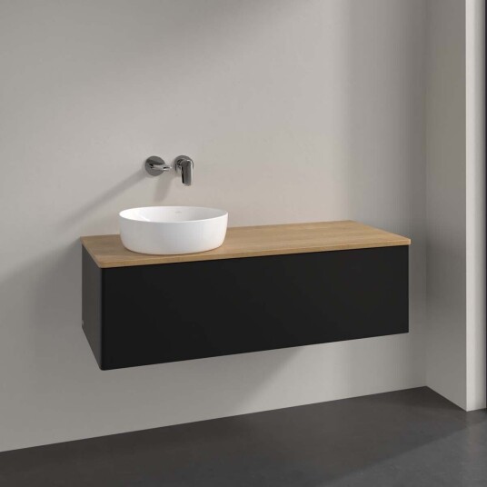 Villeroy & Boch  Antao Servantskap med 1 skuff 120x50x36 cm m/lys Sort Matt/Eik