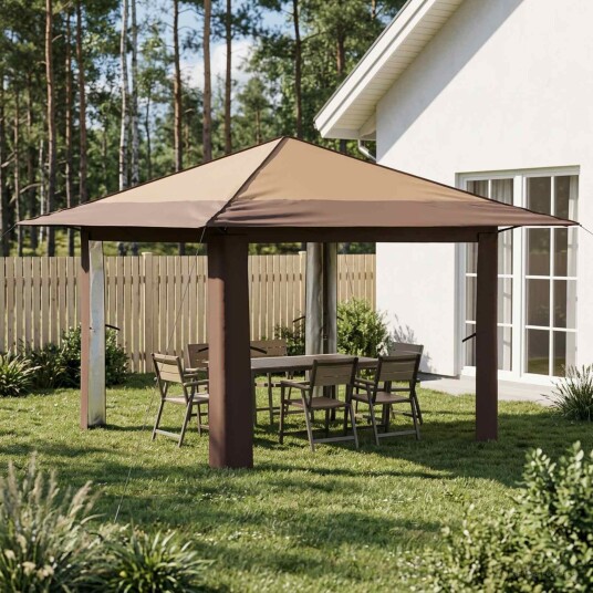 vidaXL Gazebo uten sidevegg 3,3 x 3,3 m Beige og Brun