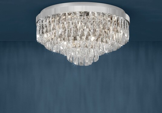 Valparaiso taklampe krom Ø 58 cm metall – Stars of Light   Stue   Glass   Med flere lyskilder
