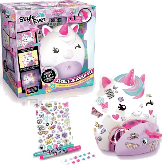 Style 4 Ever Enhjørning-lampe DIY dekorer din egen lampe Style 4 Ever Enhjørning-lampe DIY dekorer din egen lampe