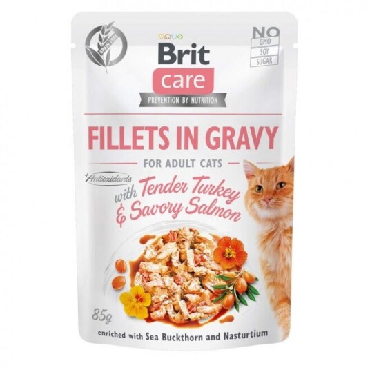 Brit Care Kattemat Gravy våtfôr med kalkun og laks 85g