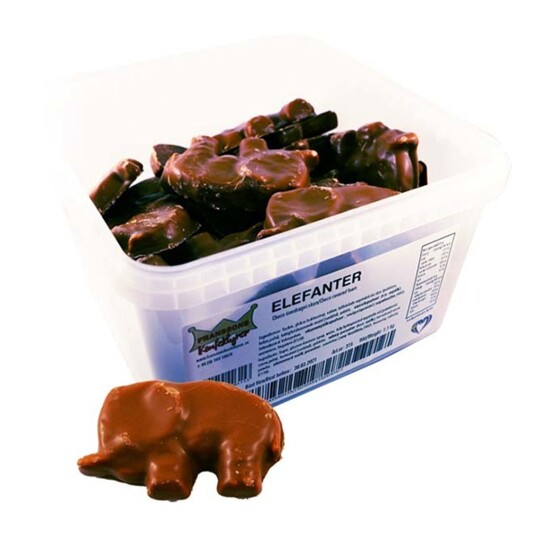 ERT Godis Singel Sjokolade Elefanter Løsvekt i Boks - 1,1 kg ERT Godis Singel Sjokolade Elefanter Løsvekt i Boks - 1,1 kg