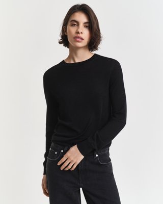 Gant Genser i ekstra fin merinoull med rund hals BLACK XL Gant Genser i ekstra fin merinoull med rund hals BLACK XL
