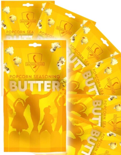16 stk Sundlings Premium Popcorn Krydder   Smør   Hel Eske 416 gram