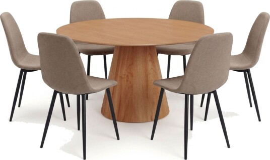 Siena spisegruppe rund 150 cm eik med 6 Nibe spisestoler - Eik