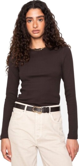 Camilla Pihl Petronella rib boatneck L brun dame