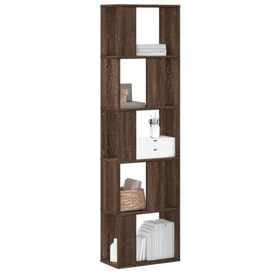 Bokhylle 5 etasjer brun eik 45x23,5x162,5 cm konstruert tre Bokhylle 5 etasjer brun eik 45x23,5x162,5 cm konstruert tre