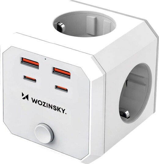 Wozinsky Wkz-4b Power Cube 3x Vekselstrøm 2x Usb-A 2x Usb-C Pd 20w 4000w Hvit