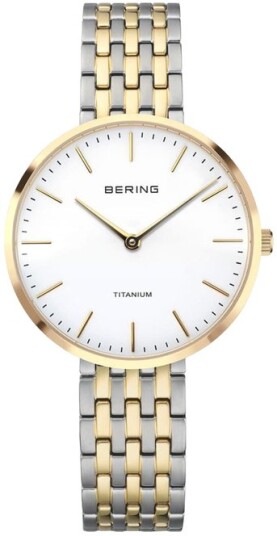 Bering Dameklokke 19334 010 Titanium Hvit/Gulltonet stål Ø34 mm
