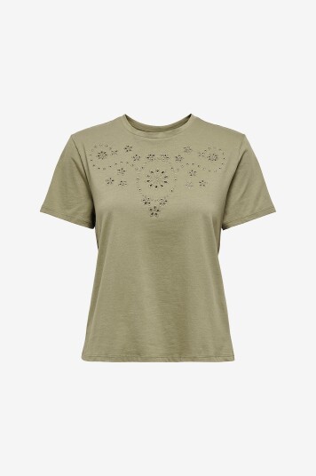 JDY - Topp jdyCif S/S Broderie Anglaise Top - Grønn