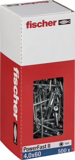 Fischer Treskruer PowerFast II Galvanisert TX (4,0 × 60 mm) 500 Stk.