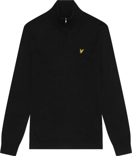 Lyle & Scott Merino Blend Quarter Zip Svart Golfgenser herre Jet Black (Z865) X Small