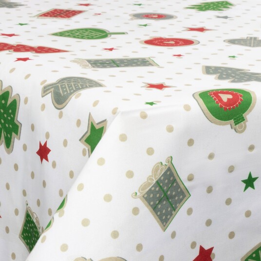 Borg Living Tekstil voksduk med akrylbelegg Med julemotiv Christmas dots and charms 140 cm bred På metermål Borg Living Tekstil voksduk med akrylbelegg Med julemotiv Christmas dots and charms 140 cm bred På metermål
