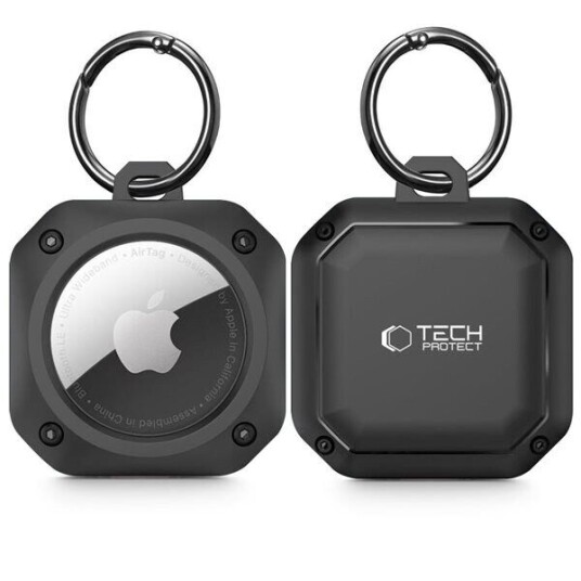 Tech-Protect Rough Pro Deksel for Apple AirTag med Nøkkelring - Svart