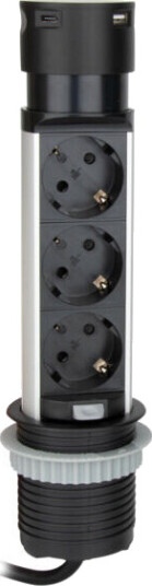 Namron Pop-Up Strømsøyle 3 Stikk 2 USB (A+C) Høy - 1510607 Namron Pop-Up Strømsøyle 3 Stikk 2 USB (A+C) Høy - 1510607