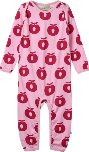 Småfolk Ulm Long Sleeved Baby Suit With Apples Pink 92