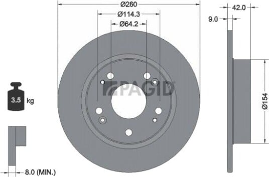 PAGID 54643NC Bremseskive