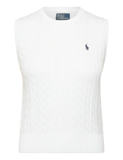 Polo Ralph Lauren Cable Knit Cotton Sweater Vest White XS