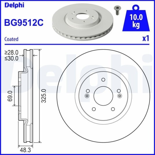 Bremseskive DELPHI BG9512C Bremseskive DELPHI BG9512C