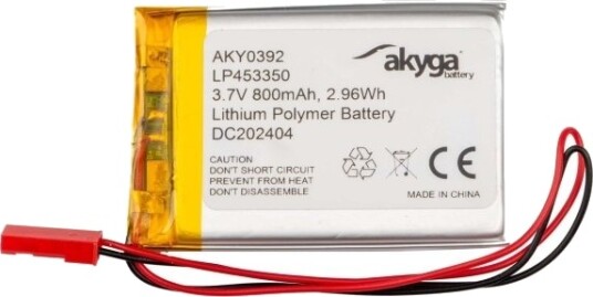 Akyga Aky0392 Batteri Sølv Lithium-Ion Li-Ion 800 Mah 3,7 V 33 Mm AKY0392