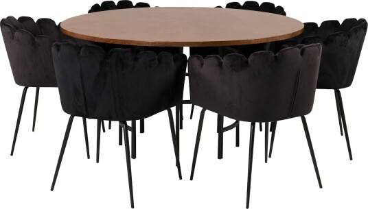 Furniture/Fashion Spisegruppe furniture/fashion Copenhagen med 6 Sorte Limhamn Stoler GR19332