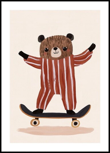 Skater Bear Joy Plakat / 100x150cm