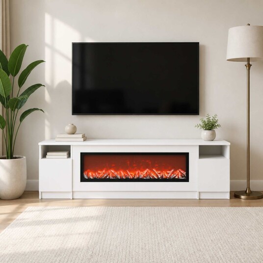 vidaXL Elektrisk peis Hvit 165 x 28,5 x 47 cm Konstruert tre