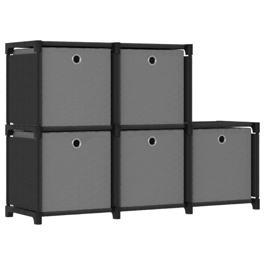 vidaXL Displayhylle med 5 kuber og bokser svart 103x30x72,5 cm stoff vidaXL Displayhylle med 5 kuber og bokser svart 103x30x72,5 cm stoff