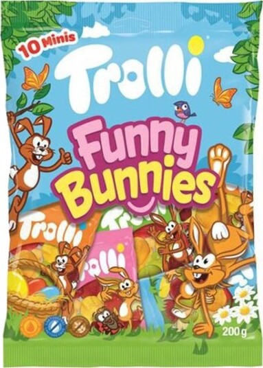 Trolli Funny Bunnies Vingummi Formet som Kaniner med Fruktsmaker 200g