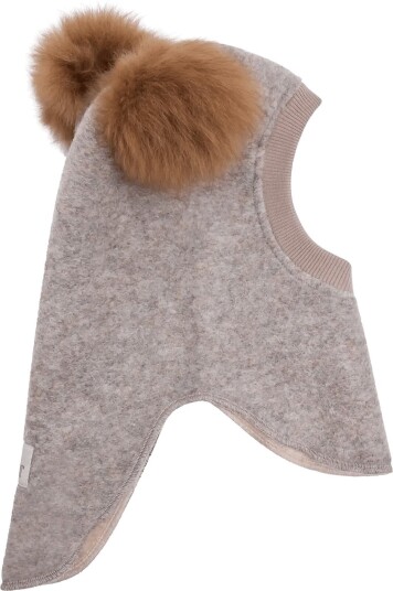 Huttelihut Balaclava Wool Alpaca Pompoms - CAMEL MELANGE - 53\4-6Y