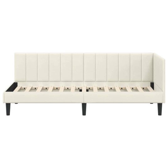 Hjørnesengramme med hodegjerde Krem 80 x 200 cm Fløyel Hjørnesengramme med hodegjerde Krem 80 x 200 cm Fløyel