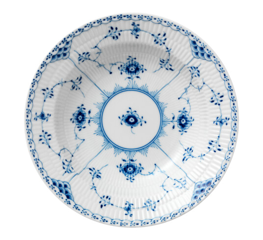 Royal Copenhagen Musselmalt Halvblonde tallerken dyp 21 cm
