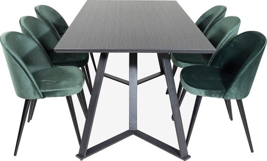 Venture Home Spisegruppe Maggie med 6 stk spisestoler Valleta Svart Venture Home Spisegruppe Maggie med 6 stk spisestoler Valleta Svart