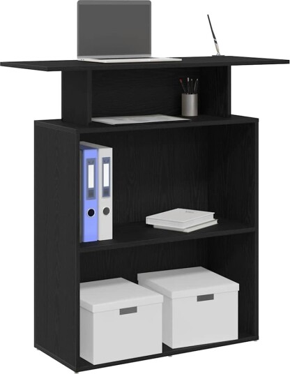 Resepsjonspult svart 100x40x104 cm konstruert tre